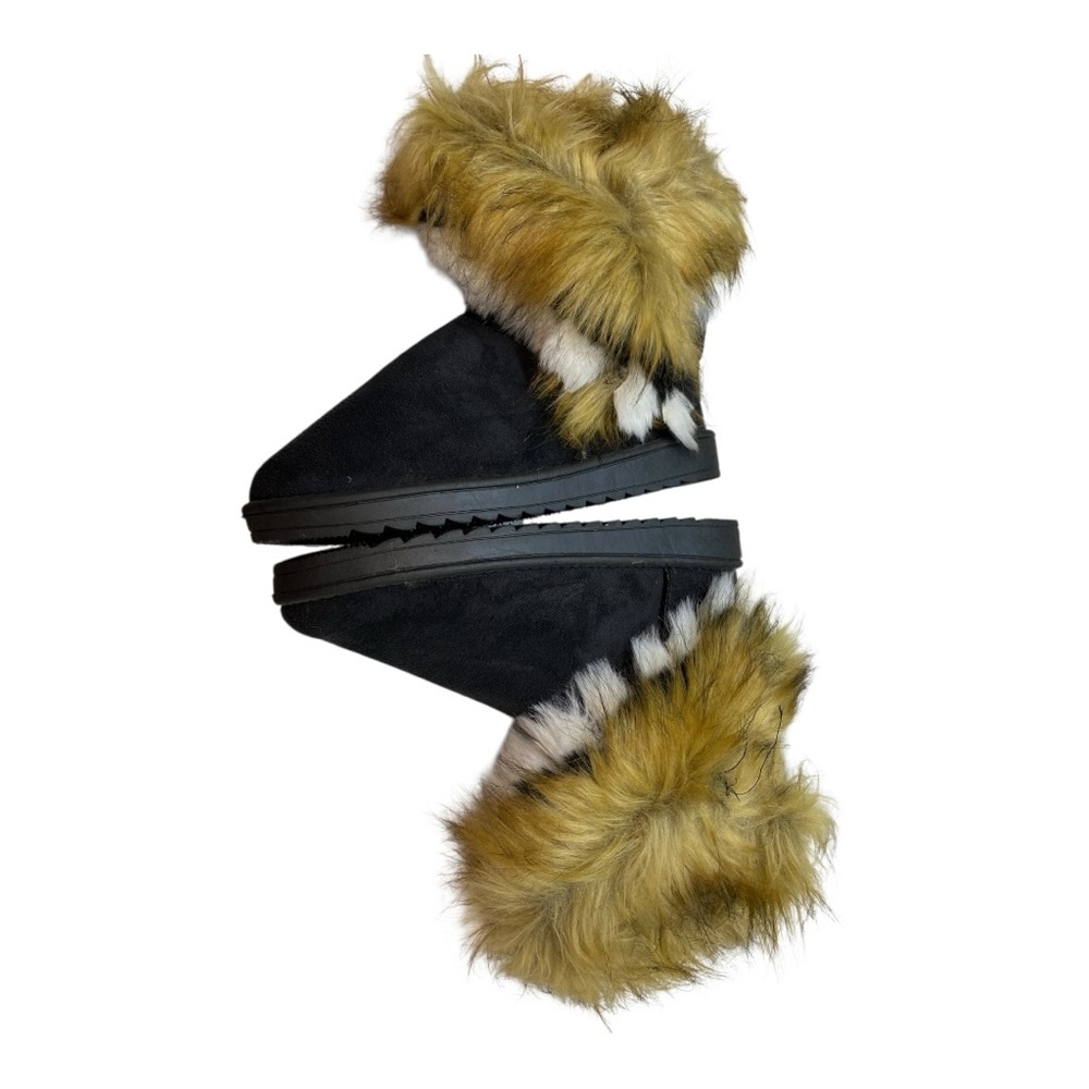 Black and Tan Fur-Trimmed Women's Boots NWOT - Picture 5 of 8